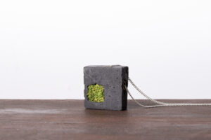 Square Concrete Wall Clock With Reindeer Moss Light