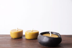 Beeswax Candle In Concrete Container Dark