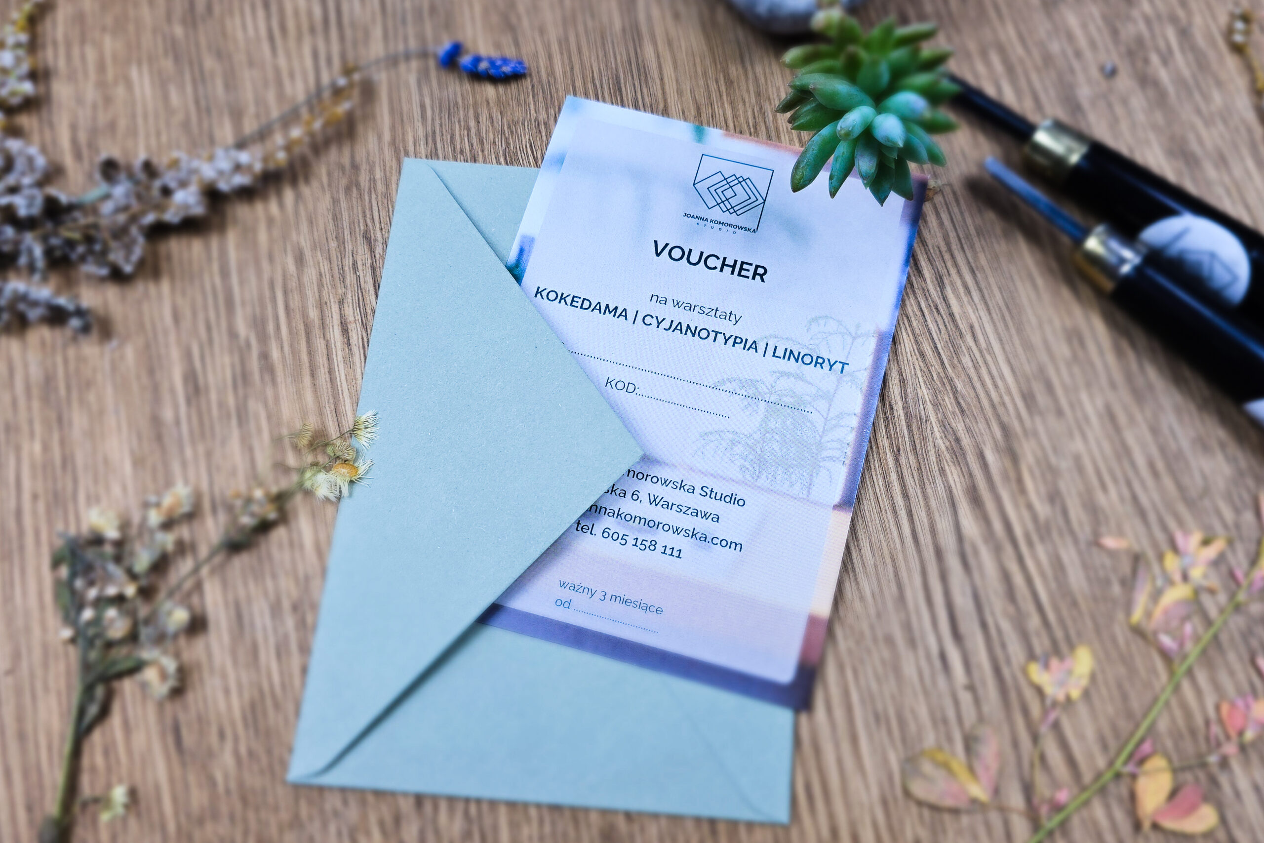Voucher prezentowy na warsztaty kokedamy, kusamono, linorytu i cyjanotypii