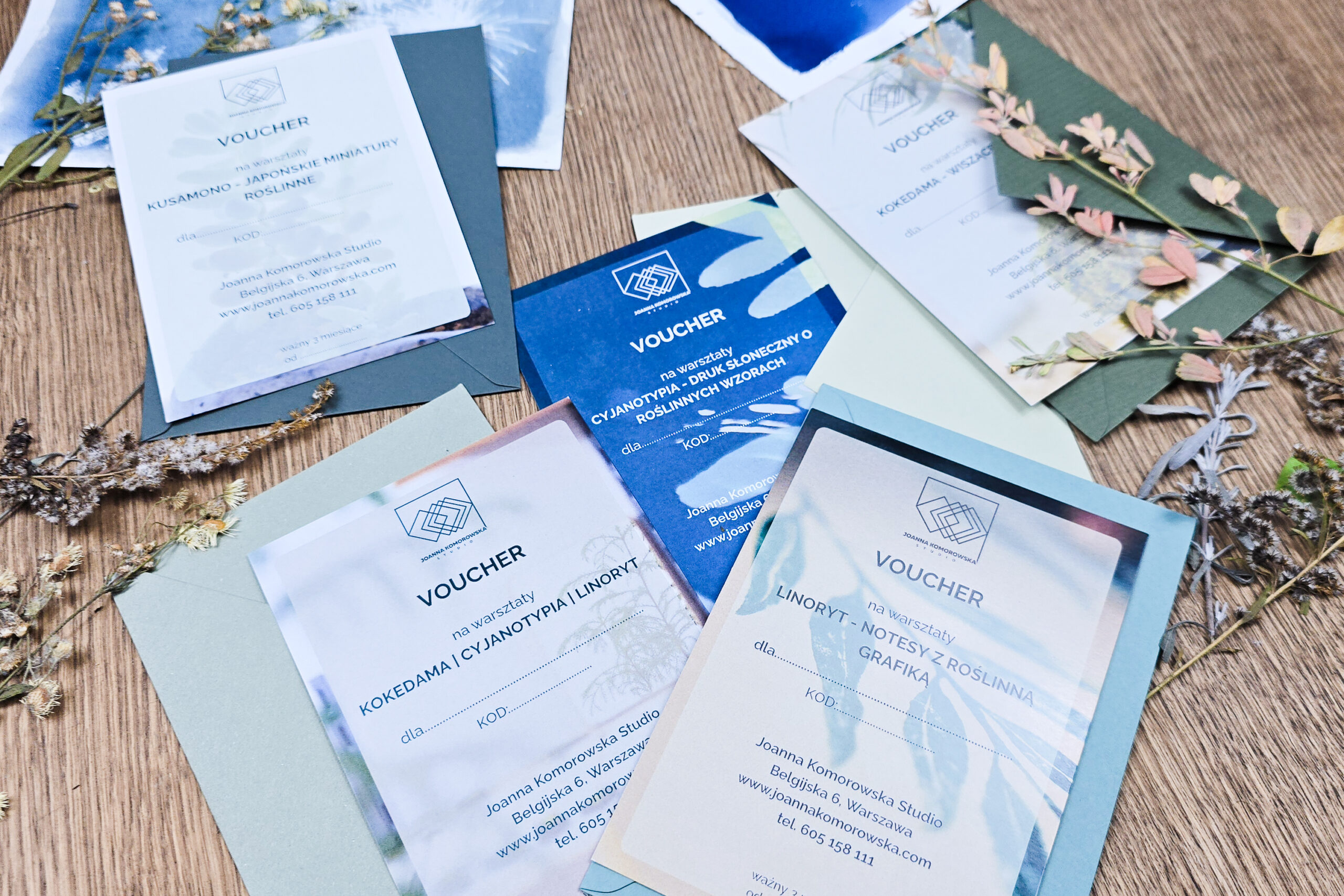 Voucher prezentowy na warsztaty cyjanotypii, kokedamy, linorytu i kusamono w Warszawie